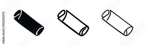 Cylindrical Rolled Food Tube Icon Set, Modern Pasta or Spring Roll Symbol Illustration for Culinary Projects