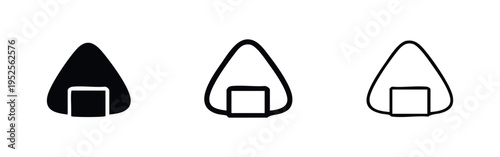 Minimalist Onigiri Rice Ball Icon Set, Japanese Snack Symbol for Menu Design and Digital Projects