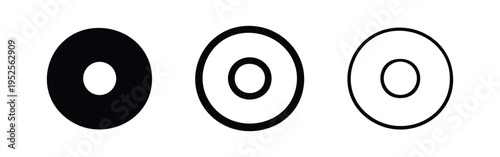 Abstract Circle Ring Icon Set | Donut Shape Outline and Silhouette Vector Graphic