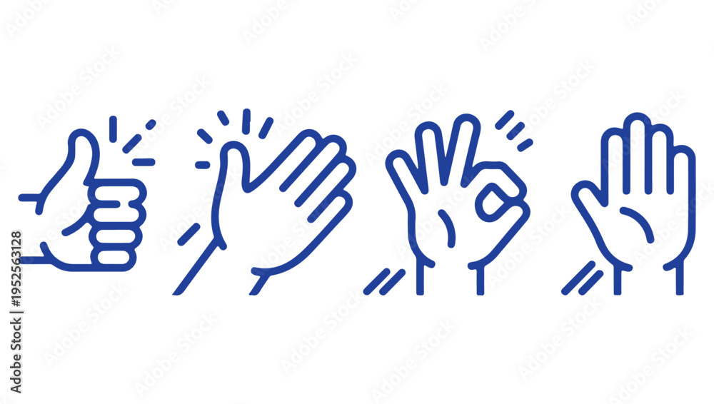 Obraz premium A collection of hand gestures thumbs up clapping and various hand signs