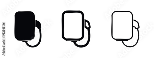 EV Charging Station Icon Set. Electric Car Charger Symbol. Sustainable Energy and Mobility Vector.