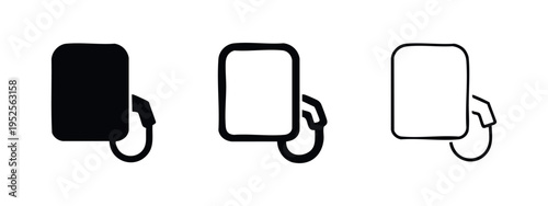 EV Charging Station Icon Set. Electric Car Charger Front Symbol. Sustainable Transport Infrastructure Vector.