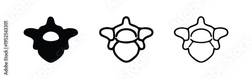 Simplified Cervical Vertebra Icon Set - Human Spine Bone Illustration