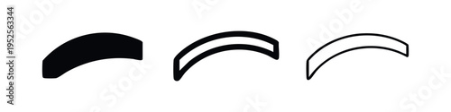 Eyebrow icon set: facial feature symbol in solid, bold outline, and thin line styles