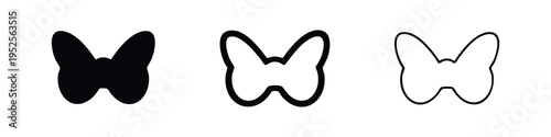 Butterfly-Shaped Human Thyroid Gland Icon Set. Endocrine System Anatomy Vector Illustration in Flat, Bold Outline, and Thin Outline Styles.