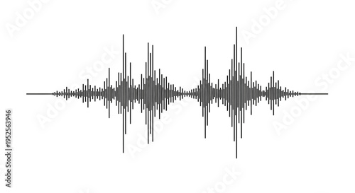 Simple Audio Sound Wave Pattern for Music Graphic on Isolated White Background