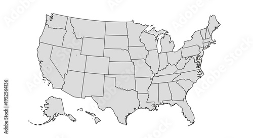 United States map with state outlines in gray, white background.