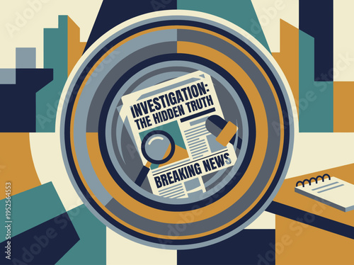 Investigative journalism revealing hidden truths and breaking news amidst the backdrop of an evolving urban landscape, symbolizing the search for knowledge