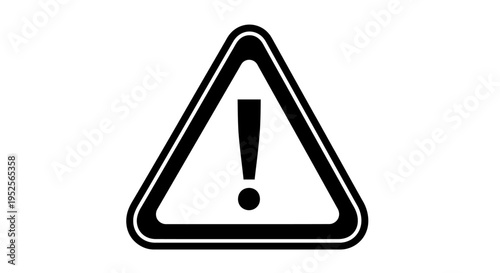 Exclamation Mark in Triangle Warning Sign on Isolated White Background