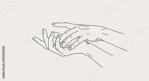 Two hands gently touching in a gesture of care and support, in bright studio.