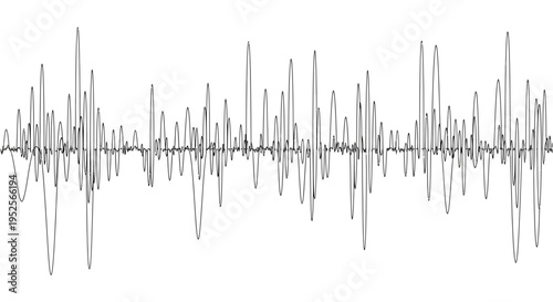 Audio Waveform Illustration with Oscillating Sound Frequencies on an Isolated White Background