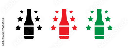 wine bottles with star ratings in different colors and styles