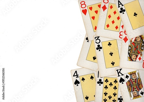 Tableau sur toile A montage of vintage playing cards on a white background.