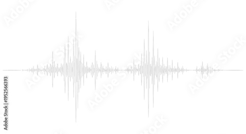 Dual Burst Gray Sound Waveform Display for Audio Analysis on an Isolated White Background