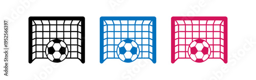 Different colored nets and soccer balls