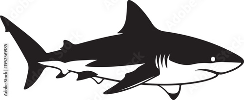 Black shark vector icon isolated on Transparent Background