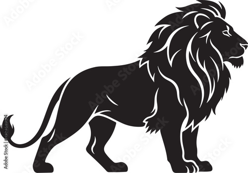 Black lion vector icon isolated on Transparent Background