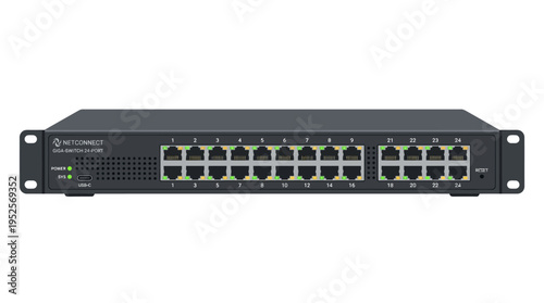 Compact 24-Port Ethernet Network Switch with LED Indicators for Home and Business Connectivity
