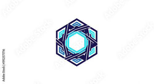 Abstract Geometric Hexagon Design with Interlocking Lines and Shapes