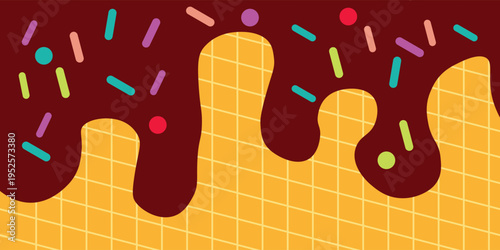 ice cream melted background with waffle or cone.
