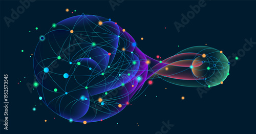 Illustration of abstract stream. Artificial intelligence. Big data, technology, AI, data transfer, data flow, large language model, generative AI, LLM, NLP. NLG	