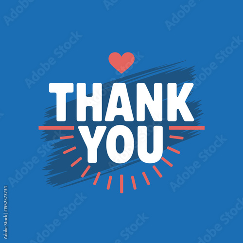 Gratitude expression with heart and lines on blue background  thank you message