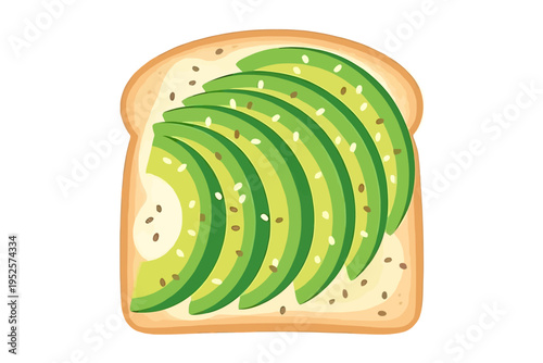 Delicious avocado toast with sesame seeds on white bread slice