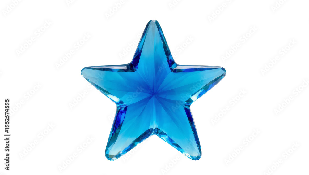 Obraz premium Isolated brilliant blue crystal star, sparkling luxury accessory for design elements