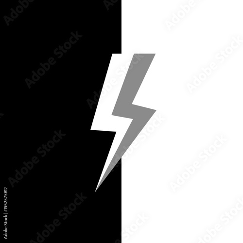 Gray Lightning Bolt Symbol on Split Black and White Background. Free Download Gray Lightning Bolt Symbol on Split Black and White Background. - GFXLoad