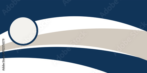 Elegant Blue and Beige Wave Shape and White Circle. Decorative Element of Header and Corner Border Frame.