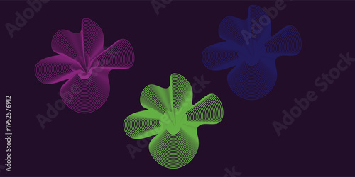 Vibrant Abstract Colorful Wave Design in Circular Form on Dark Background.  vibrant neon colors create a stunning abstract design against a dark backdrop, perfect for app design