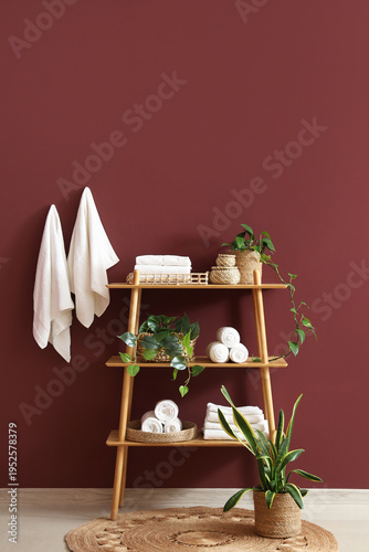Shelf unit with clean towel...