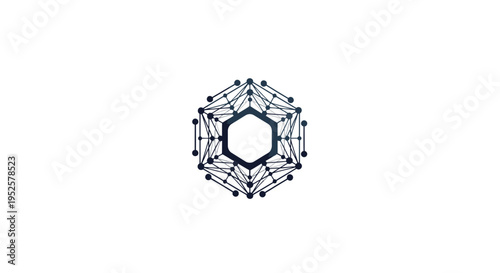 Abstract Network Connection, Geometric Hexagon Design
