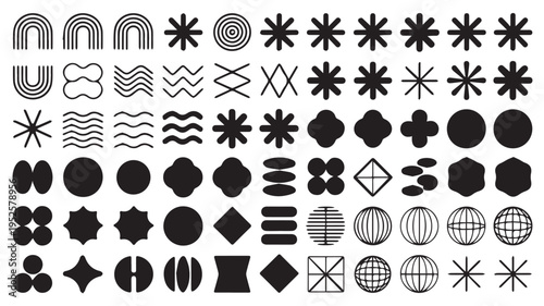 Diverse Collection of Modern Abstract Geometric Shapes and Vector Graphic Elements