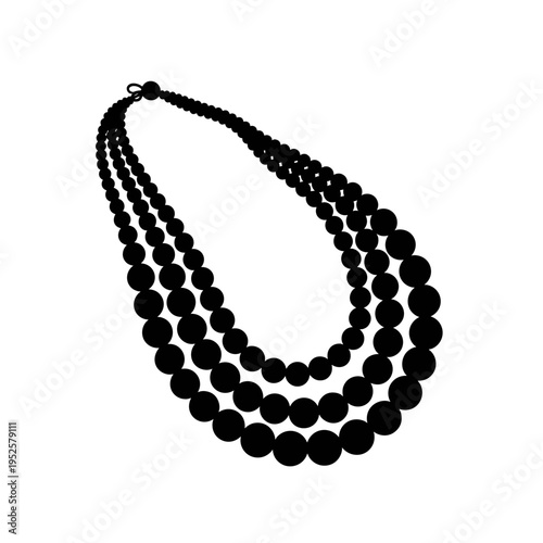 Black silhouette of beaded necklace isolated on white background, concept of Kwanza cultural celebration  