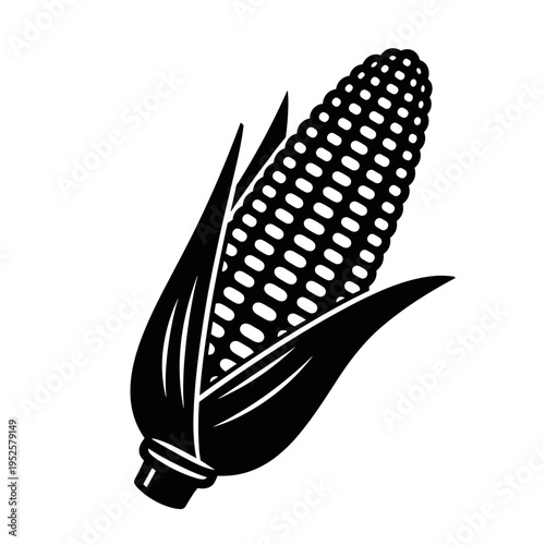 Black silhouette of ear of corn isolated on white background, concept of Kwanza cultural celebration  