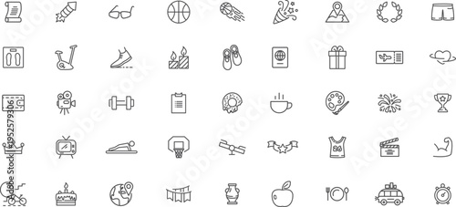 Lifestyle and Entertainment icons set. Thin line icons collection. Vector illustration