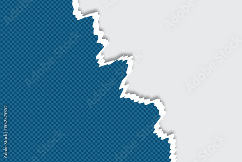 Torn paper edge with blue and white backgrounds