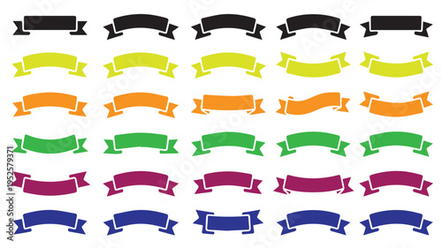 Collection of colorful ribbon banners for design and decoration