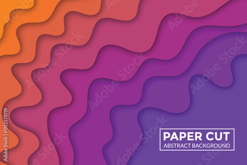 Vibrant gradient paper cut design with wavy layers