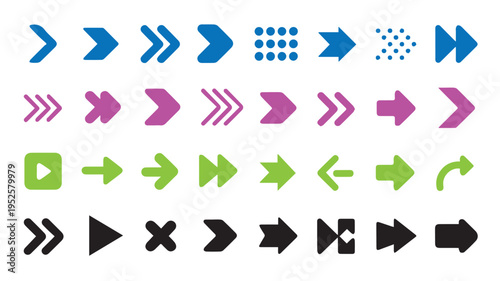 Collection of assorted directional arrows in different colors and styles