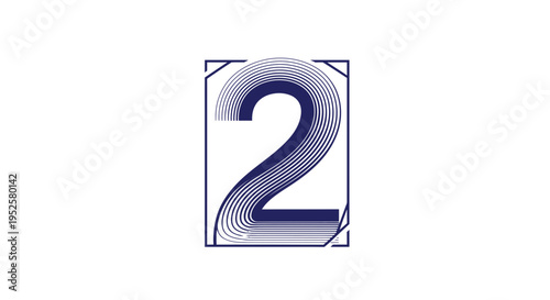 Abstract Number Two Within Geometric Frame, Modern Design Element