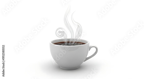 Steaming hot coffee in a white mug