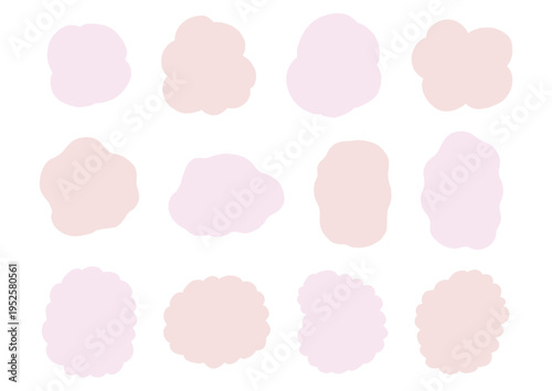 ピンク系の手描きのゆるいモコモコしたシェイプのセット