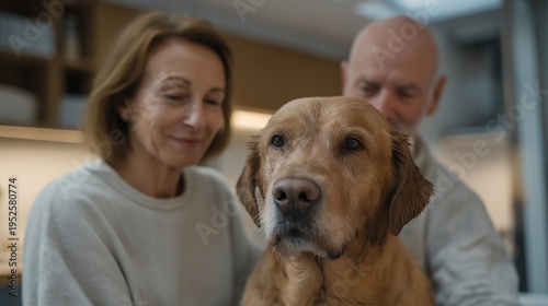 Wallpaper Mural Retired couple volunteers at animal shelter bathing senior dogs in utility room while discussing potential foster placements, perfect for charitable service, pet rescue keywords, and contemporary Torontodigital.ca