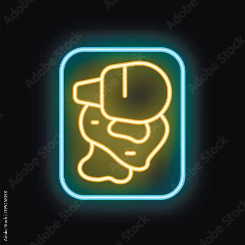 Glowing neon line electronic scales icon isolated on black background, vector illustration
