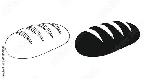 A simple black and white illustration depicts two loaves of bread one light and one dark side by side high quality professional detailed