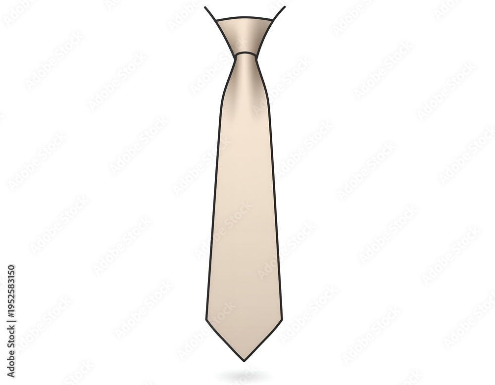 Fototapeta premium Simple beige necktie design on white backdrop for professional business apparel