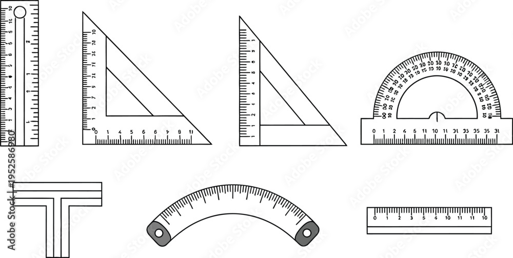 Fototapeta premium Geometry ruler set isolated vector
