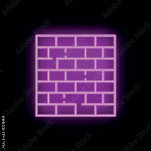 Bright purple neon brick wall glowing on a dark background, creating a vibrant and eye catching visual